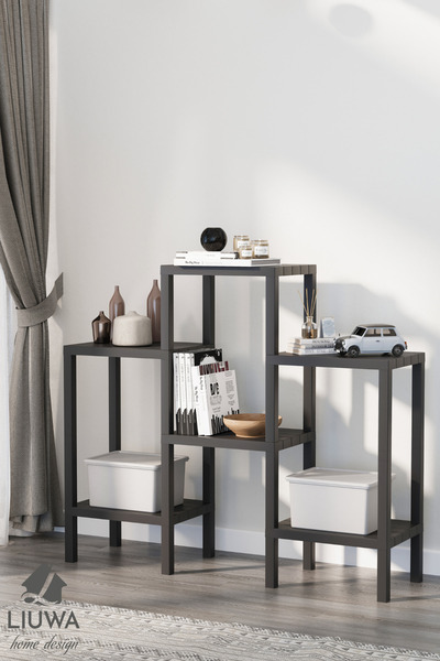 LIUWA LIUBEG 6 Ahşap Görünümlü Bölmeli saksılık,kitaplık,düzenleyici