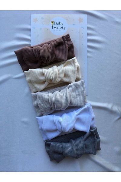 Baby Tweety 5 Pieces Handmade Ribbed Baby Girl Bandana