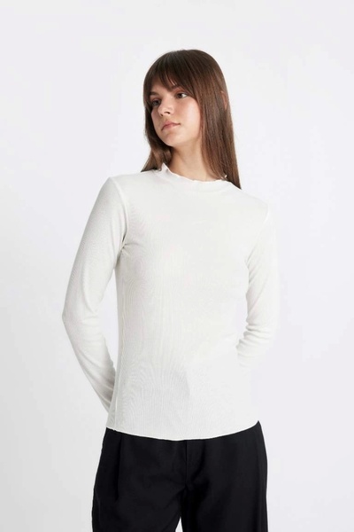 DeFacto B2389 Напіврибальський комір з резинкою, кашкорсе, базовий, прямий, з довгими рукавами, футболка-туніка