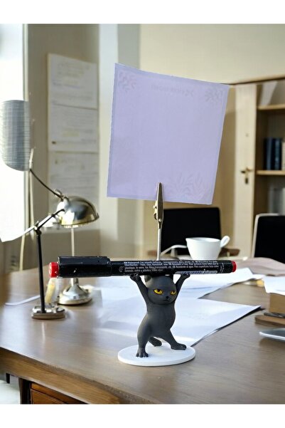 Perazayn Antrasit Renk Kalem Tutabilen Dansçı Kedi Fotoğraf Not Tutacağı Ofis...
