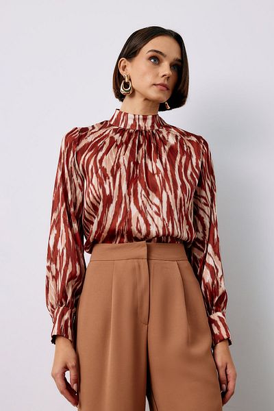 Sateen Bluză cu guler vertical cu model - TABA