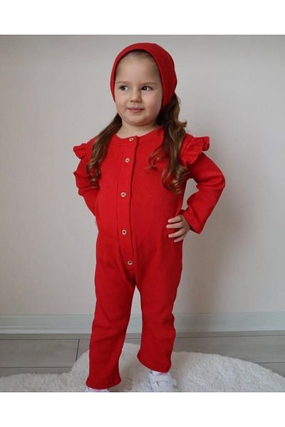 Tinypeople Girl's Red Jumpsuit and Hat Set