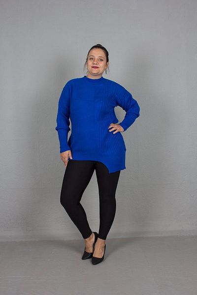 Truva XXL Large Size Turtleneck Hem Symmetrical Knitwear