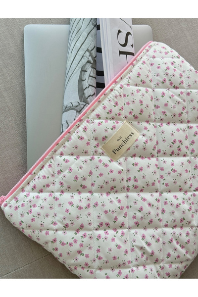 Punchiess Pink Crispy Floral Laptop Tablet Case 13-14 Inch