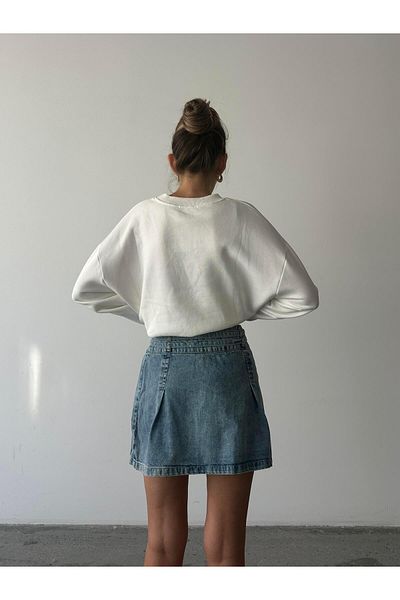mydukkan.co Fustă albastră din denim plisat