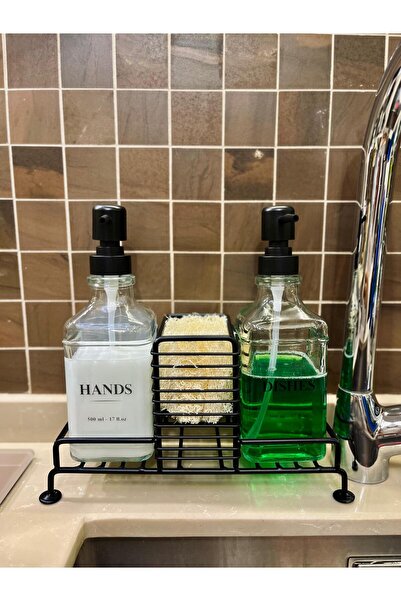 Levn Home 2’li Paslanmaz Metal Standlı Cam Sıvı Sabun Ve Losyon Şişesi Sabunl...