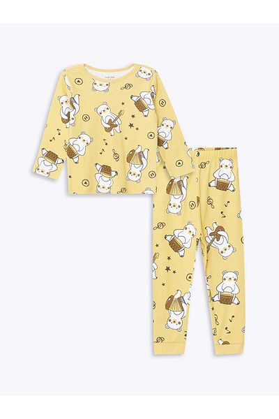 LC Waikiki Lcw Kids Potištěná sada chlapeckého pyžama Crew Neck