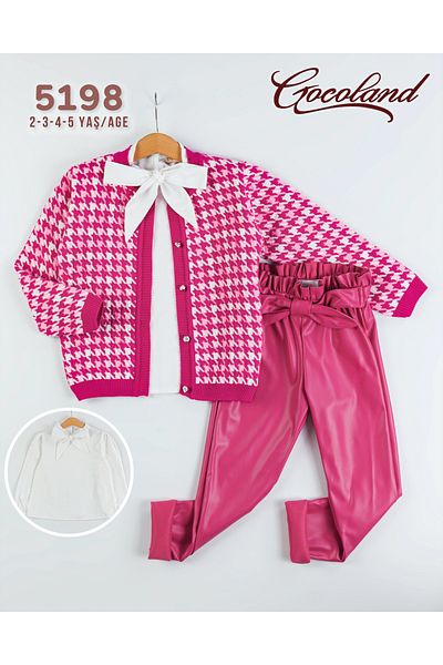 Gocoland Barbie Concept Girls' Knitwear Cardigan - Leather Pants and Shirt Set