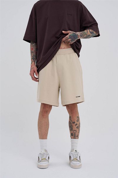 Machinist Ανδρικό σορτς Basic Oversize ανοιχτό μπεζ με τσέπες