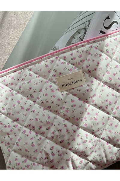 Punchiess Pink Crispy Floral Laptop Tablet Case 13-14 Inch