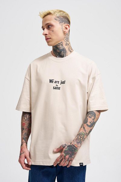 Machinist Ανδρικό μπλουζάκι The Quandary Printed Oversize ανοιχτό μπεζ