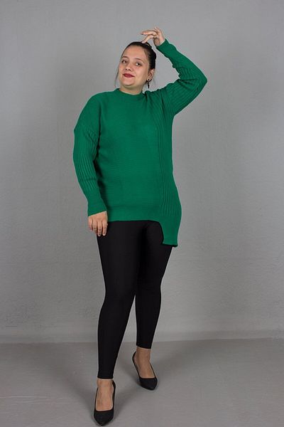Truva XXL Large Size Turtleneck Hem Symmetrical Knitwear