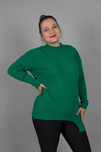 Truva XXL Συμμετρικό πλεκτό πουλόβερ με λαιμόκοψη μεγάλου μεγέθους