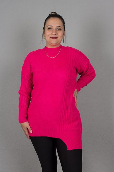 Truva XXL Large Size Turtleneck Hem Symmetrical Knitwear