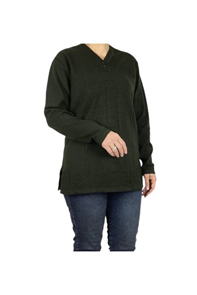 ECE GİYİM Women's Covered Three Button Thick Winter Mother Bluz