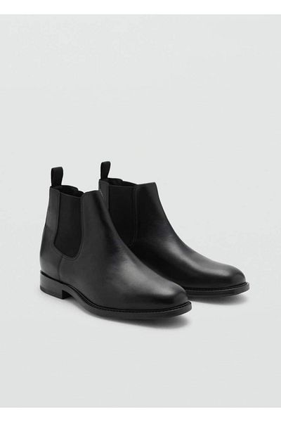 MANGO Man Polished leather Chelsea boots