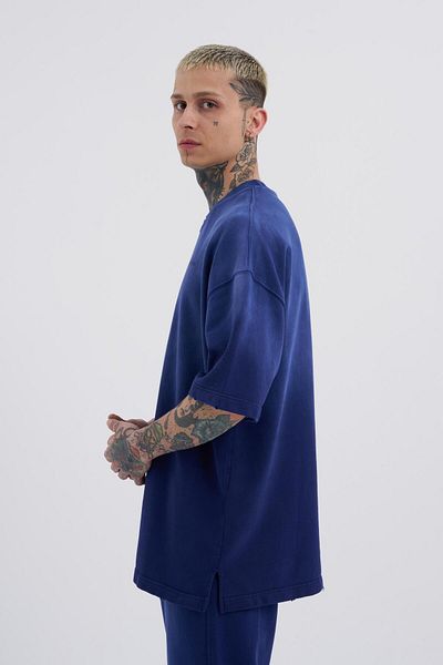 Machinist Navy Blue Oversize T-Shirt - Men's Washed Transition Printed