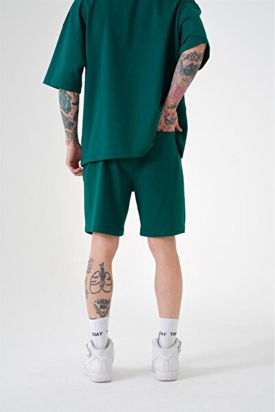 Machinist Мъжки първокласни къси панталони с джобове, удобни, тъмнозелени, от памук