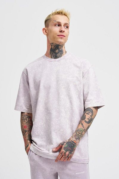 Machinist Μπλουζάκι UNISEX Washed Relaxed Basic - Περλέ γκρι στίγματα