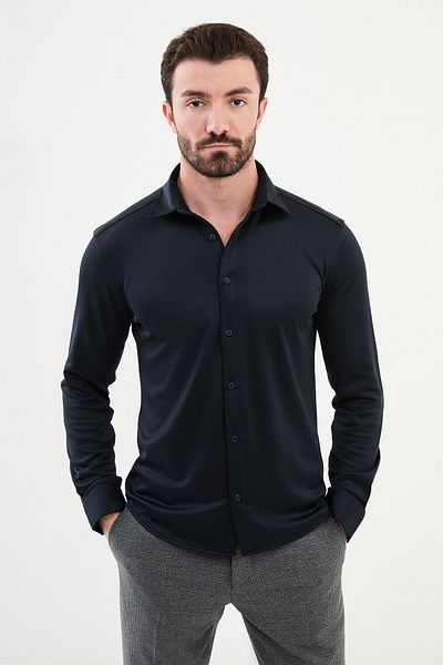 Mcr Straight Slim Fit Men's Shirt Navy Blue - 27013.24K