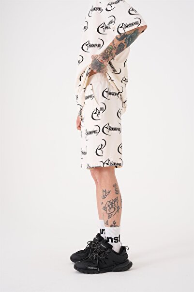 Machinist Men's Nope Printed Relaxed Off-White Shorts