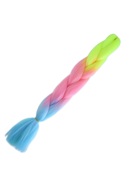 Marsilyan ieg™ Afrika Örgülük Ombreli Sentetik Saç 100 Gr. - Neon Sarı / Pemb...
