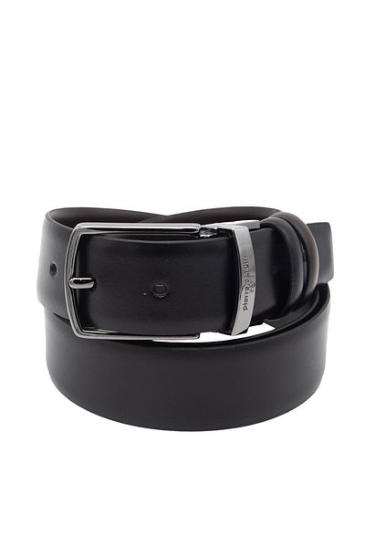 Pierre Cardin حزام جلد أسود-بني مزدوج - PC-CİFT01