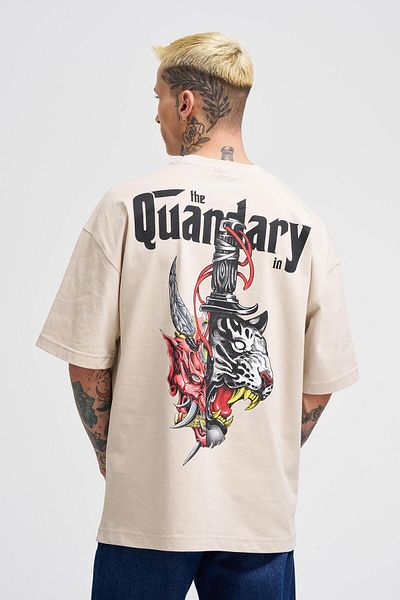 Machinist Ανδρικό μπλουζάκι The Quandary Printed Oversize ανοιχτό μπεζ