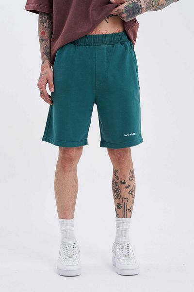 Machinist Men's Luxury Basic Washed Relaxed Green Shorts