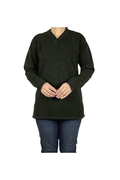 ECE GİYİM Women's Covered Three Button Thick Winter Mother Bluz