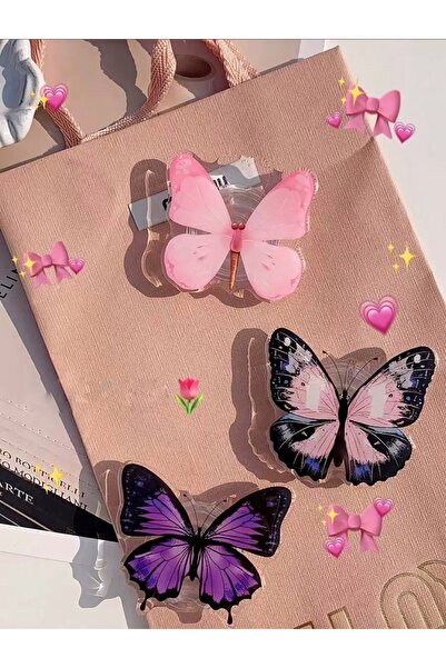 EDELFU Popsocket Yapışkanlı Kelebek Telefon Tutacağı Kelebek Şekilli Akrilik Epoksi Yüzey Parmak Tutucu