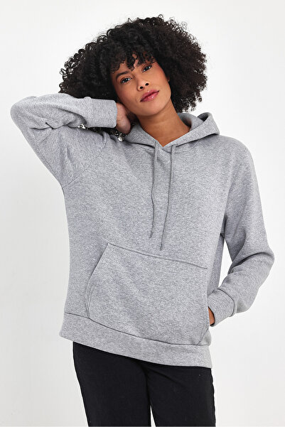 Superlife Γυναικεία φούτερ με κουκούλα άνετη εφαρμογή Fleece 3 κλωστών spr24swk55