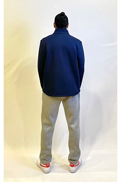 Superlife Ανδρικό φούτερ με άνετη εφαρμογή, φλις εσωτερικά, 3 κλωστές, μισό φερμουάρ spr24sw21