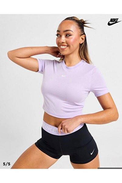 Nike Sportswear Essential Slim-Fit Cropped Short-Sleeve Lila Kadın T-shirt