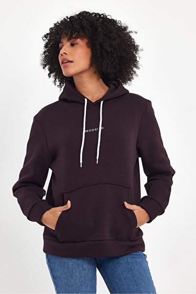 Superlife Дамски суитшърт с качулка, удобен в калъп, 3 нишки от полар