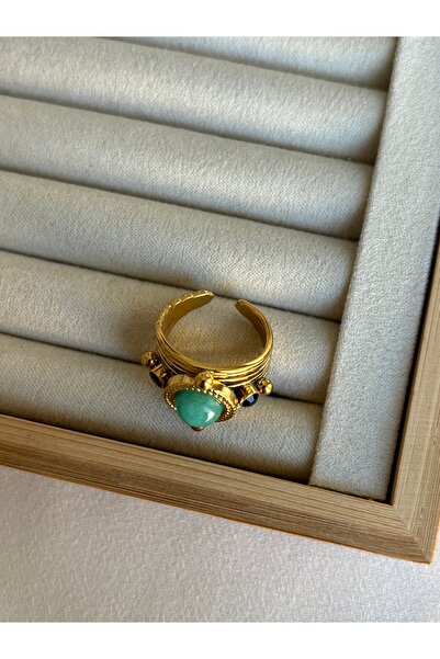 ringbox Gold Steel Tarnish Free Stone Ring