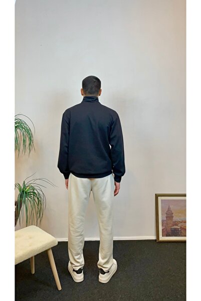 Superlife Ανδρικό φούτερ με μισό φερμουάρ με 3 κλωστές και τσέπη καγκουρό spr24sw22