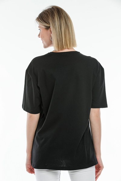 Superlife Women's Crew Neck Oversize Fit Brookyln Printed T-Shirt Spr21yk27