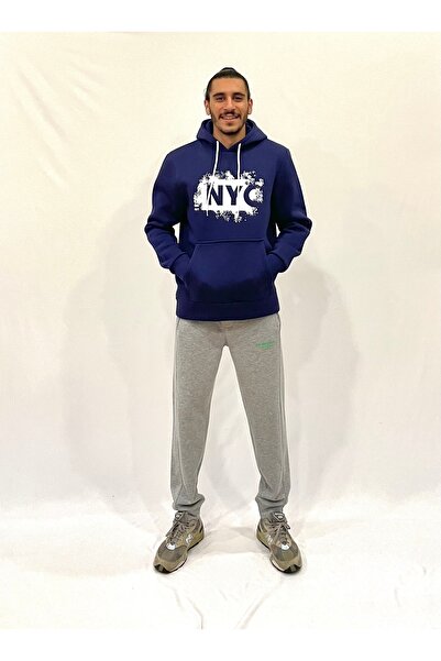 Superlife Ανδρικό φούτερ με κουκούλα, άνετο και άνετο, με φλις εσωτερικά, 3 κλωστές, με στάμπα NYC spr24sw09