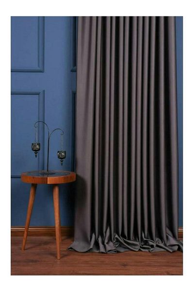 Karasi Yiğit Curtain Anthracite Color Extrafor Gathered Blackaut (PATTERN) Background Curtain
