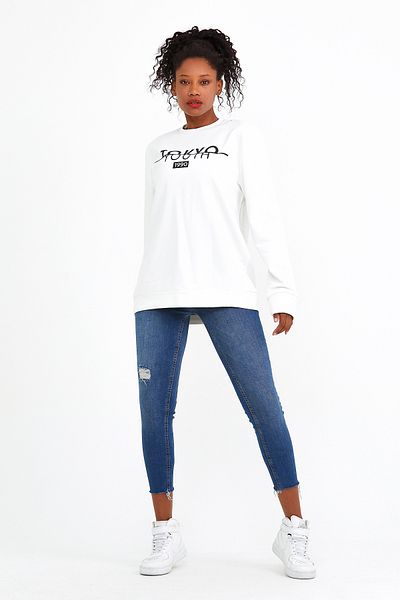 Superlife Superlife Γυναικεία φούτερ με λαιμόκοψη Oversize Fit Slim Spr22swk134