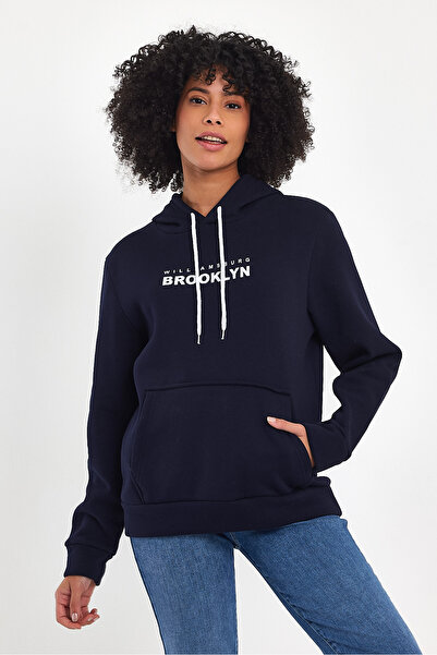 Superlife Women's Hooded Comfortable Fit Fleece Lined 3-Thread W. Brooklyn Printed Sweatshirt Spr24Swk04