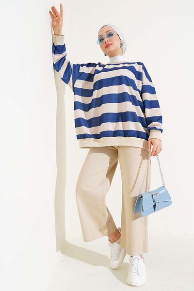 Smymoda Horizontal Thick Striped Loose Seasonal Comfortable Fit Tunic