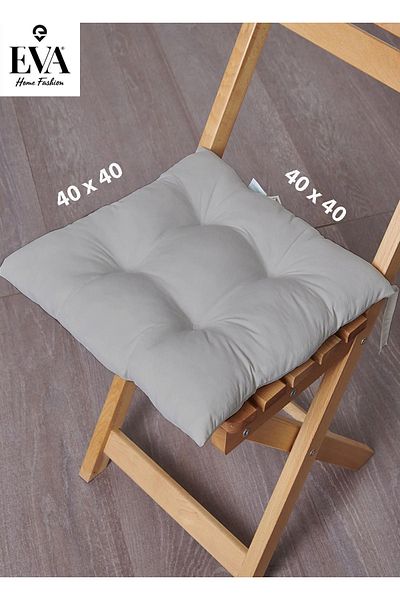 EVA 40x40 εκ. Γκρι χρωματιστή αφράτη καρέκλα - Ειδικά ραμμένη, κορδόνια, μαξιλάρι καναπέ και σκαμπό