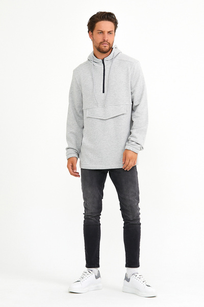 Superlife Чоловічий худі з капюшоном, прямий крій, напівзастібка, кишені для карманів, тонкий світшот SPR22SW171