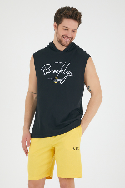 Superlife Ανδρικό μπλουζάκι με κουκούλα Superlife με κανονική εφαρμογή Spr22ts118