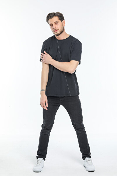 Superlife Ανδρικό μπλουζάκι με λαιμόκοψη με λεπτή εφαρμογή στο μπροστινό μέρος με ραφές Garni Spr21y01