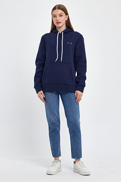 Superlife Γυναικείο φούτερ με κουκούλα, άνετο και άνετο, με φλις εσωτερικά, 3 κλωστές, κεντημένο με αέρα, φούτερ spr24swK07