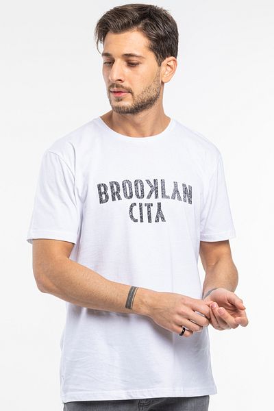 Superlife Ανδρικό T-shirt με λαιμόκοψη Brooklyn City με στάμπα Spr 253