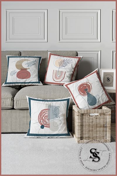 SasoHome Vază etnică cu design simplu, roz albastru și husă de pernă imprimată digitală cu modele florale